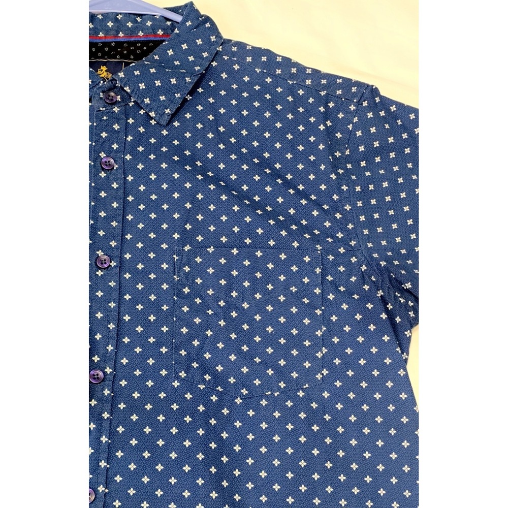Rugby University Men's Blue Design Cotton Button Up Shirt Large - Picture 3 of 8
